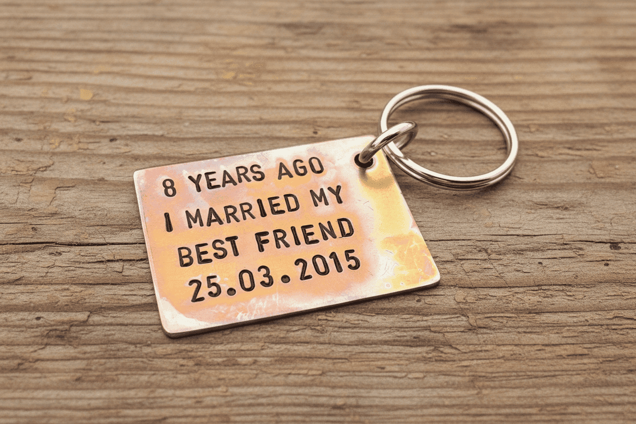 Bronze Keychain 8 Years Ago I Married My Best Friend 8th Anniversary