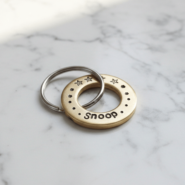 Brass Dog Tag Personalised Pets ID Disc Hand Stamped Charm