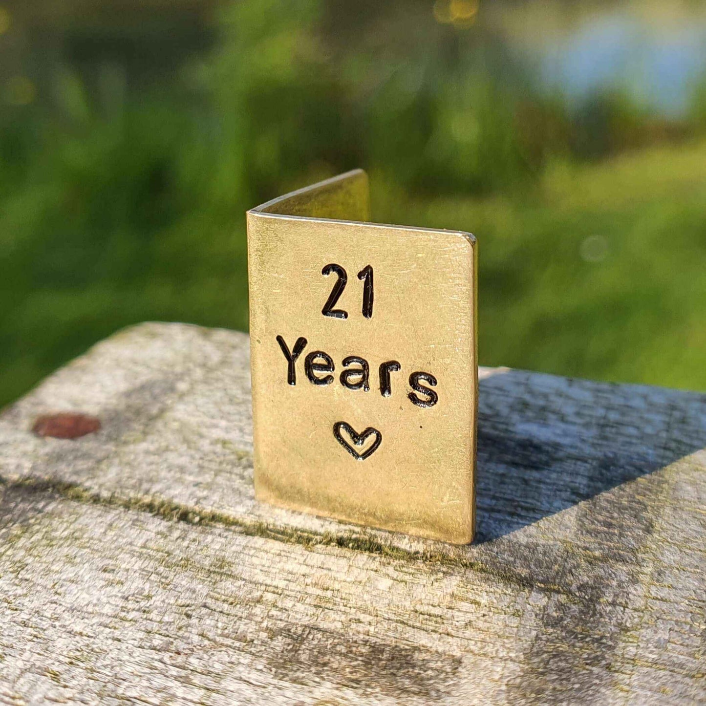 21 Years Hand Stamped Brass Anniversary Card 21st Anniversary Gifts