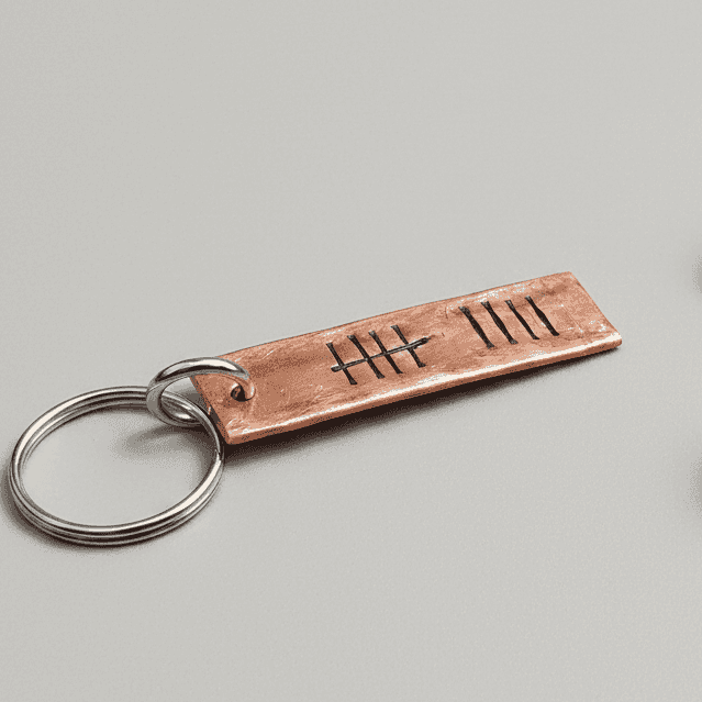 9th Anniversary Gifts TALLY MARK 9 Years Copper Personalised Keychain