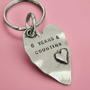 6 Years And Counting Keyring Husband Wife Gifts 6th Wedding Iron Anniversary 6 Years Love Heart Keychain Handmade