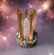 Selentite Tower Copper Cloudbuster 5 Pipe Chembuster Orgonite Labradorite Moonstone