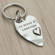 11 Years And Counting Heart Keyring 11th Anniversary Steel Gifts Husband Wife Keychain