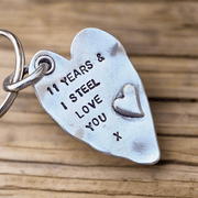 11 Years And I Steel Love You Heart Keyring 11th Wedding Anniversary Gifts Keychain