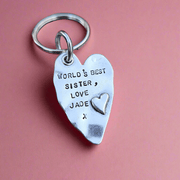 Worlds Best Sister Keychain Gift Personalised Heart Keychain Christmas Birthday