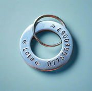 Hand Stamped Silver Dog Tag Personalised Pets ID Disc For Collar or Harness Charm