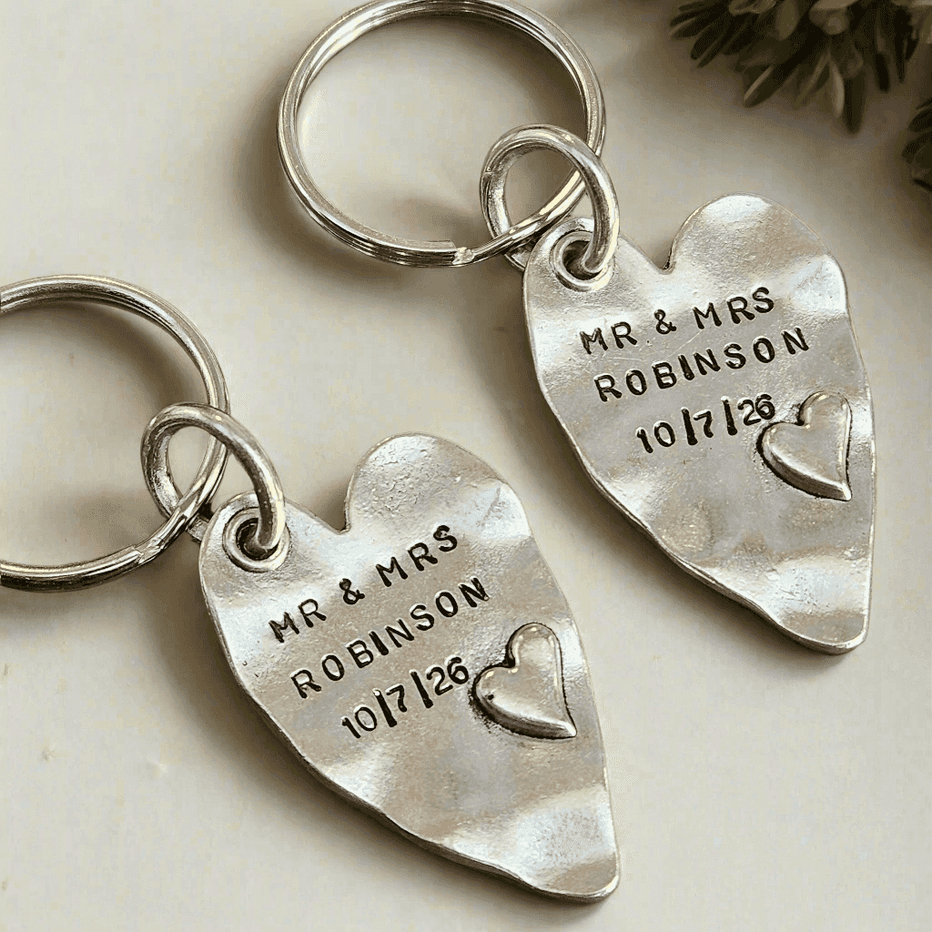 Mr And Mrs Personalised Surname Wedding Day Keychain Keyring Set Anniversary Gift Christmas Stocking Filler