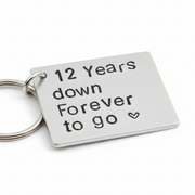 12 YEARS DOWN Forever To Go 12th Wedding Anniversary Gifts Personalised Husband and Wife Traditional Keyring