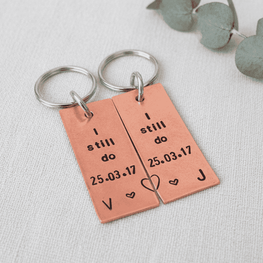 Anniversary Keychain Personalised Pair Of I Still Do Copper 7th Set