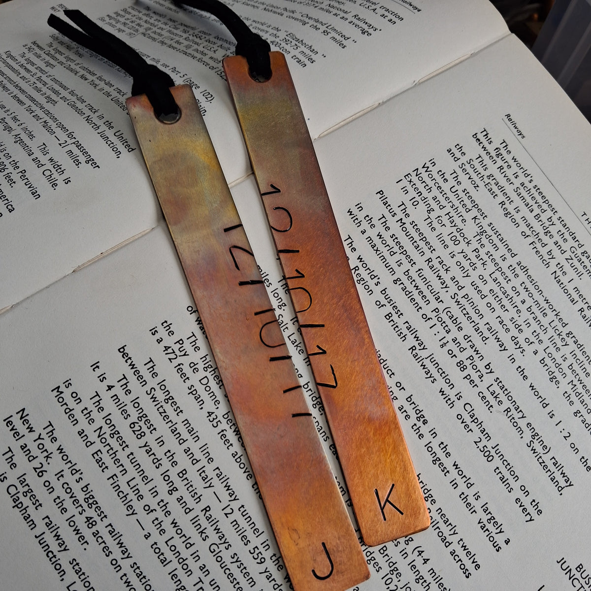 Bronze Anniversary Bookmark Pair Personalised Set