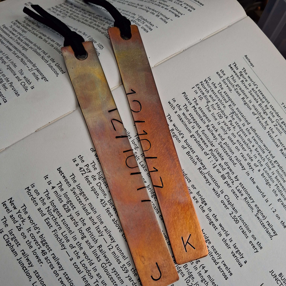 Christmas Bookmark Pair Personalised Gift Set Bronze