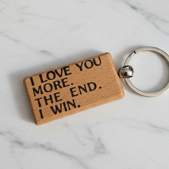 I Love You More Wood Keychain 5th Anniversary Gift Keyring
