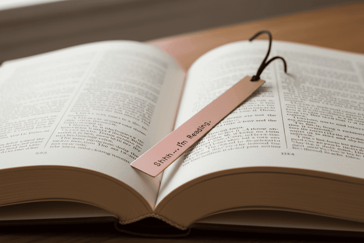 Copper Bookmark Shhh I'm Reading Personalised Bible Marker Teen Gift