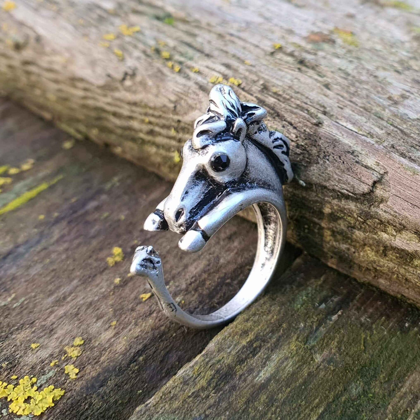 Adjustable size animal ring silver jewellery jewelry dog cat cute rings gifts for Horse Ring