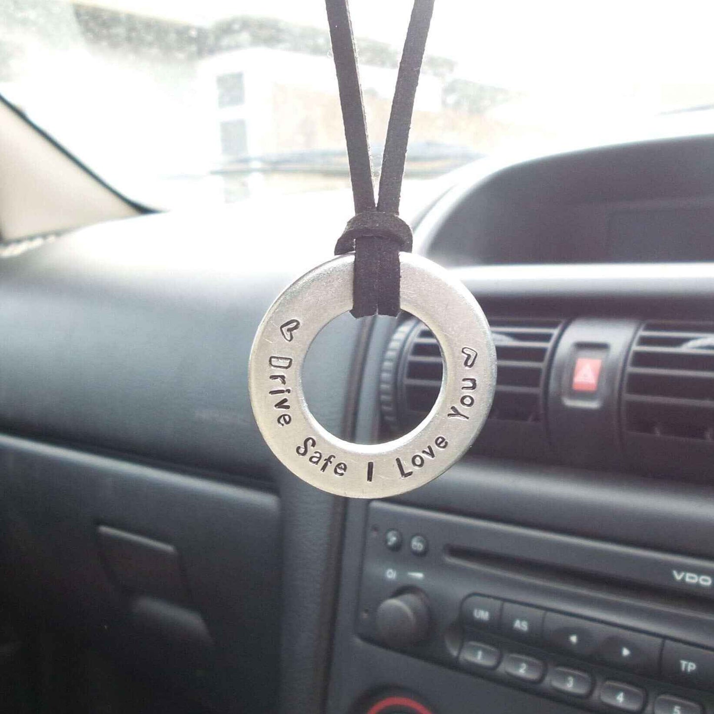 Hand Stamped Personalised Keychain Keyring Anniversary GiftsDrive Safe I Love You