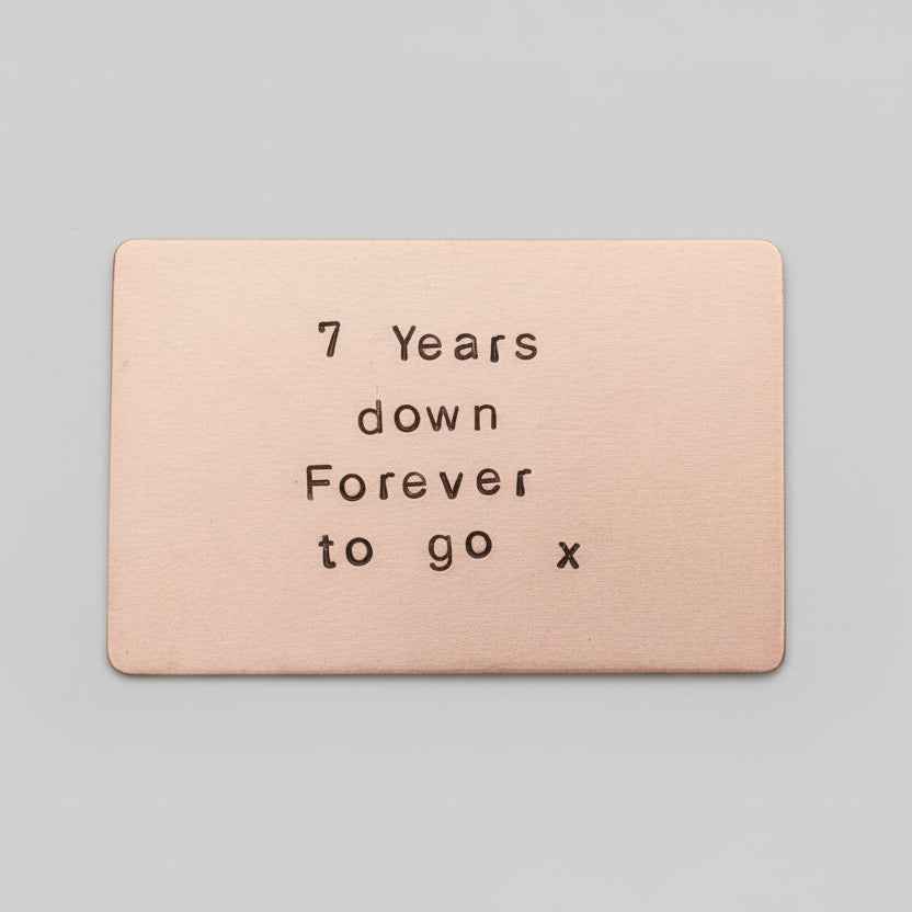 Hand Stamped Personalised Keychain Keyring Anniversary Gifts 7 Years Down