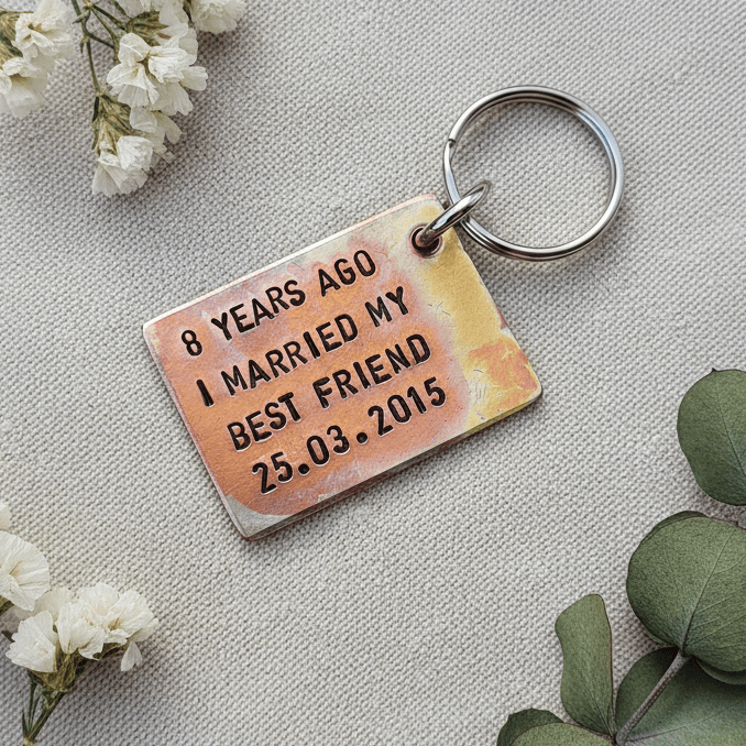8th wedding anniversary gift bronze keychain personalised giftThe Best Gifts For The 8th Wedding Anniversary