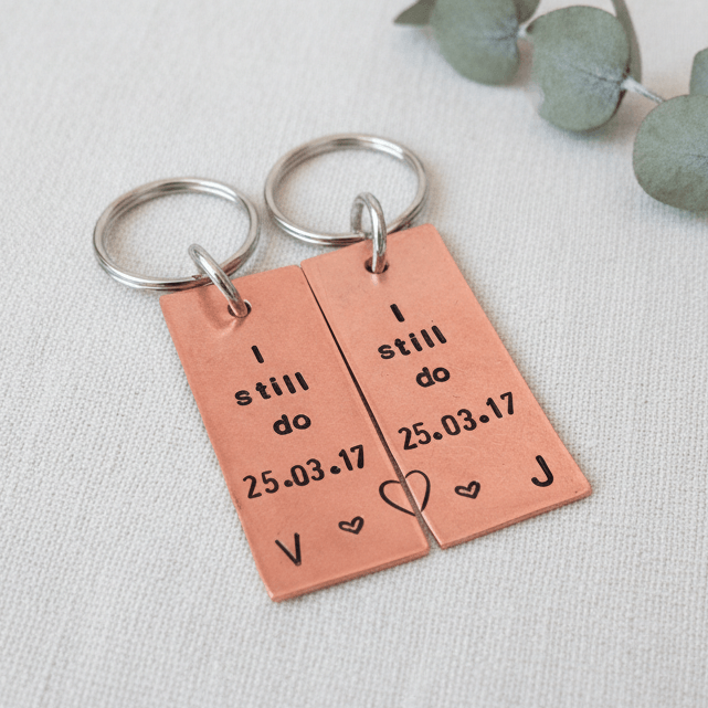 Copper anniversary Gifts Keychain Personalised