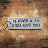 11 Years And I Steel Love You Keyring 11th Wedding Anniversary Gifts Keychain