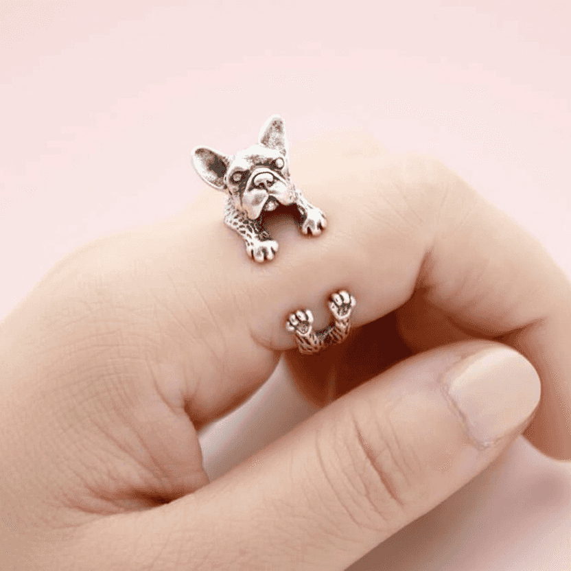 Frenchie Dog Ring Animal Jewellery Gifts For Her Cute French Bulldog