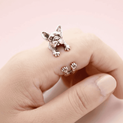 Frenchie Dog Ring Animal Jewellery Gifts For Her Cute French Bulldog