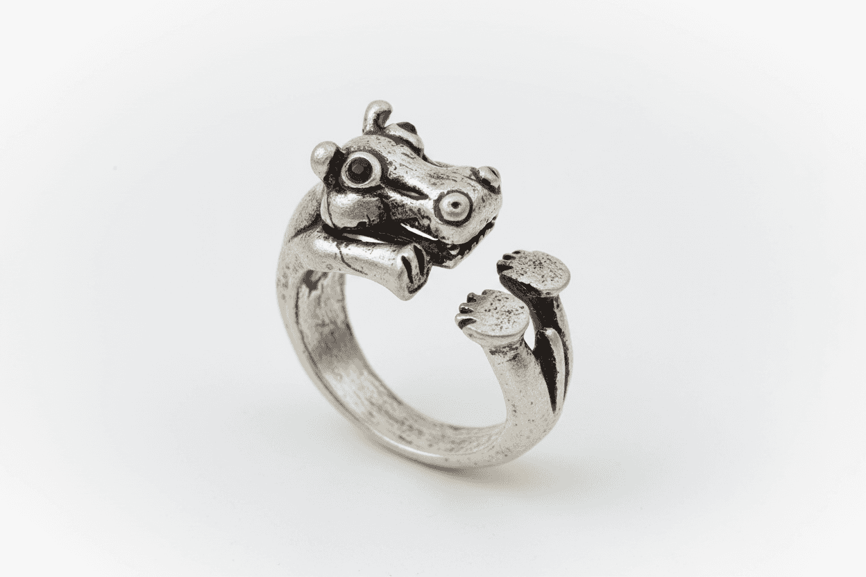 Hippo Ring Adjustable Animal Jewellery Gifts For Girlfriend Her