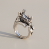 Rhino Ring Adjustable Silver Animal Jewellery Retro Jewelry Diamante
