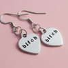 Silver Bitch Earrings Funny Alternative Handmade Jewellery Gifts For Her