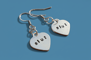 Silver Slut Earrings Alternative Jewellery Offensive Dangle Earrings