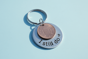 I Still Do Hand Stamped Lucky Penny Anniversary Copper Keychain