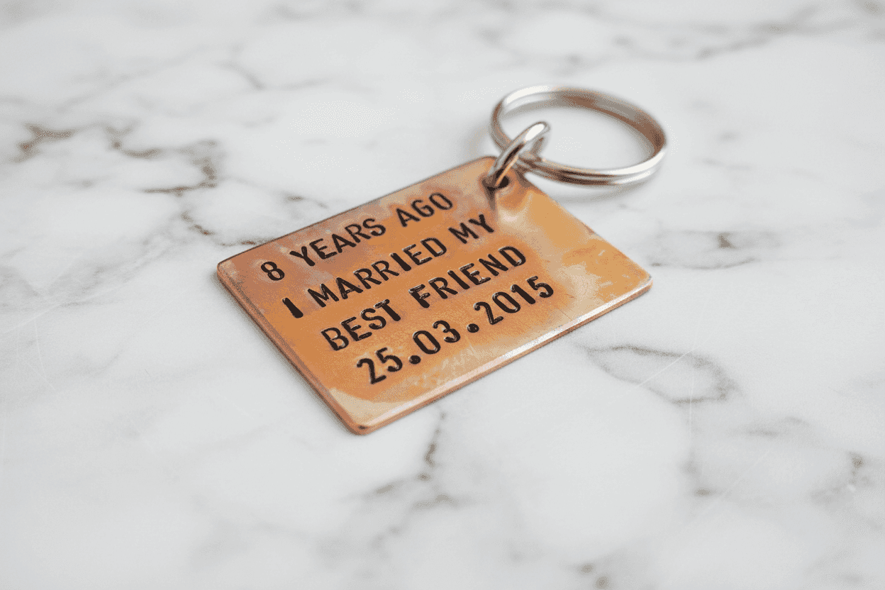 Bronze Keychain 8 Years Ago I Married My Best Friend 8th Anniversary 