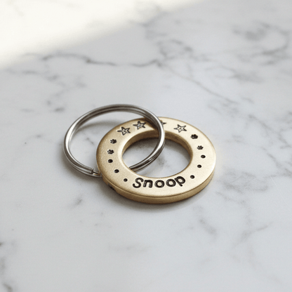 Brass Dog Tag Personalised Pets ID Disc Hand Stamped Charm
