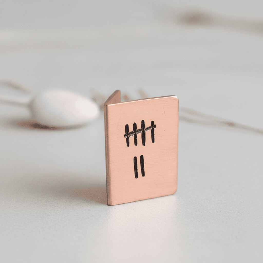 7th Anniversary Gifts Tally Mark 7 Hand Stamped Copper Card