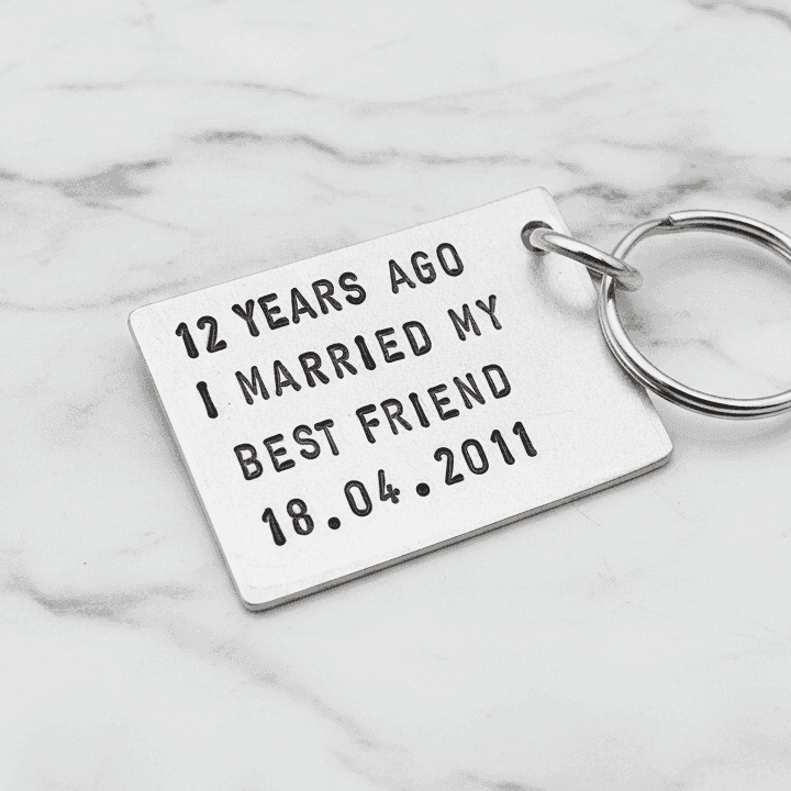 12 Years Ago I Married My Best Friend 12th Anniversary Gifts Keychain