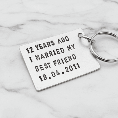 12 Years Ago I Married My Best Friend 12th Anniversary Gifts Keychain