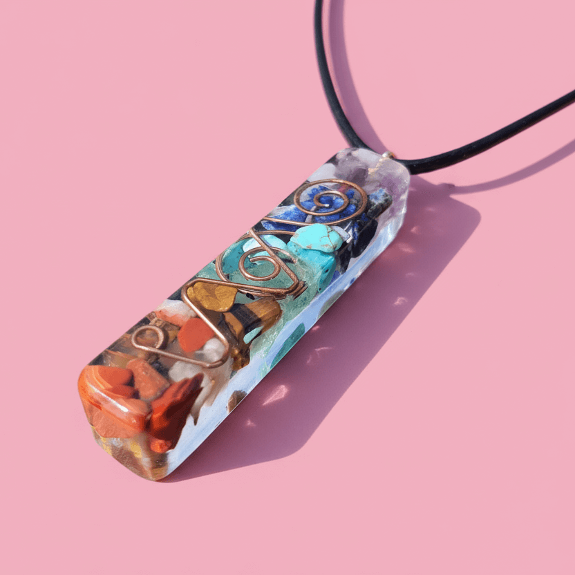 Handmade Chakra Pendant Orgone Gemstone Necklace Copper Coil Energy Jewellery