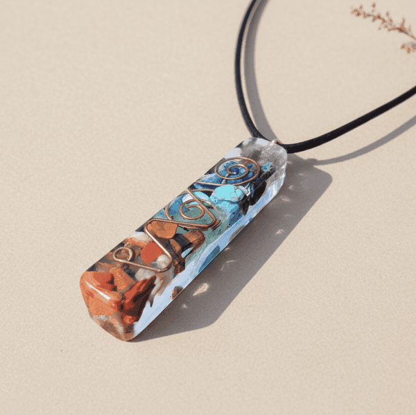 Handmade Chakra Pendant Orgone Gemstone Necklace Copper Coil Energy Jewellery