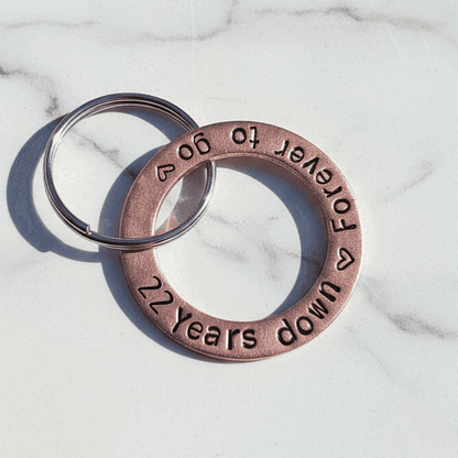 22 Years Down Forever To Go 22nd Copper Anniversary Gifts Keychain