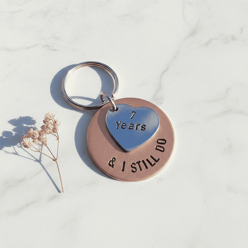 7 Years And I Still Do Keyring Copper 7th Anniversary Keychain