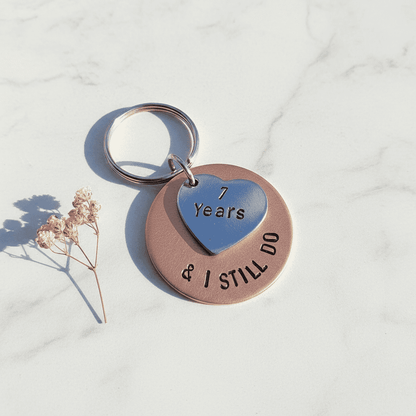 7 Years And I Still Do Keyring Copper 7th Anniversary Keychain