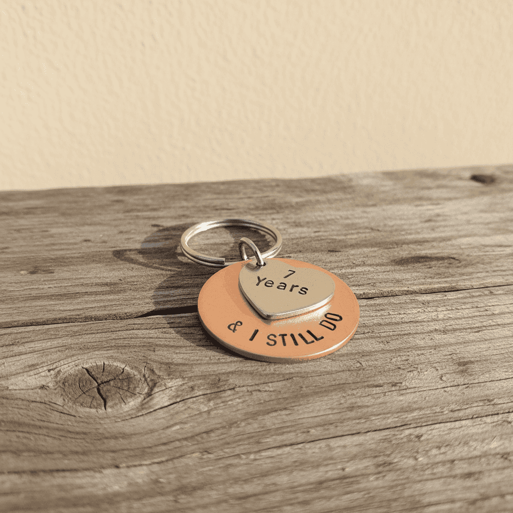 7 Years And I Still Do Keyring Copper 7th Anniversary Keychain