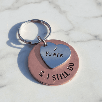 7 Years And I Still Do Keyring Copper 7th Anniversary Keychain