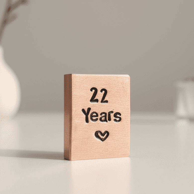 22 Years Hand Stamped Copper Anniversary Card Wedding Anniversary Gifts