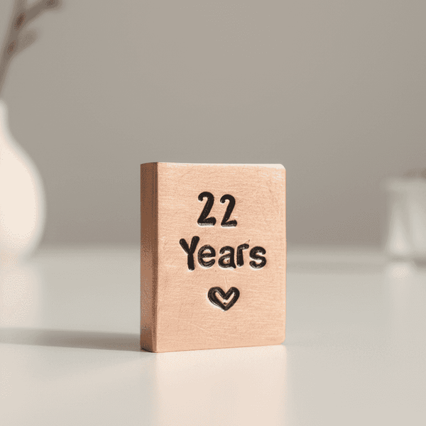 22 Years Hand Stamped Copper Anniversary Card Wedding Anniversary Gifts