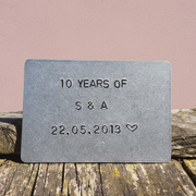 10 Years Personalised 10th Wedding Anniversary Card Gifts Tin Aluminium Wallet Card