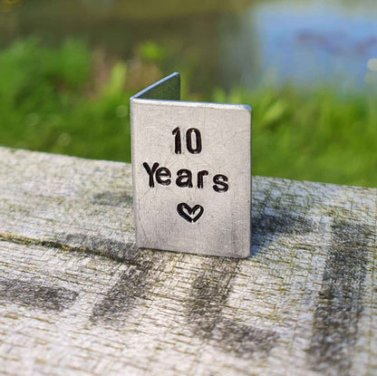  10 Years 10 Year Anniversary Miniature Hand Stamped 10th Wedding Anniversary Card Gifts