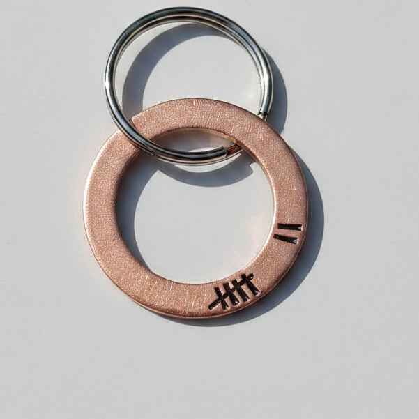 Tally Mark 7 Years 7th Anniversary Copper Personalised Keychain