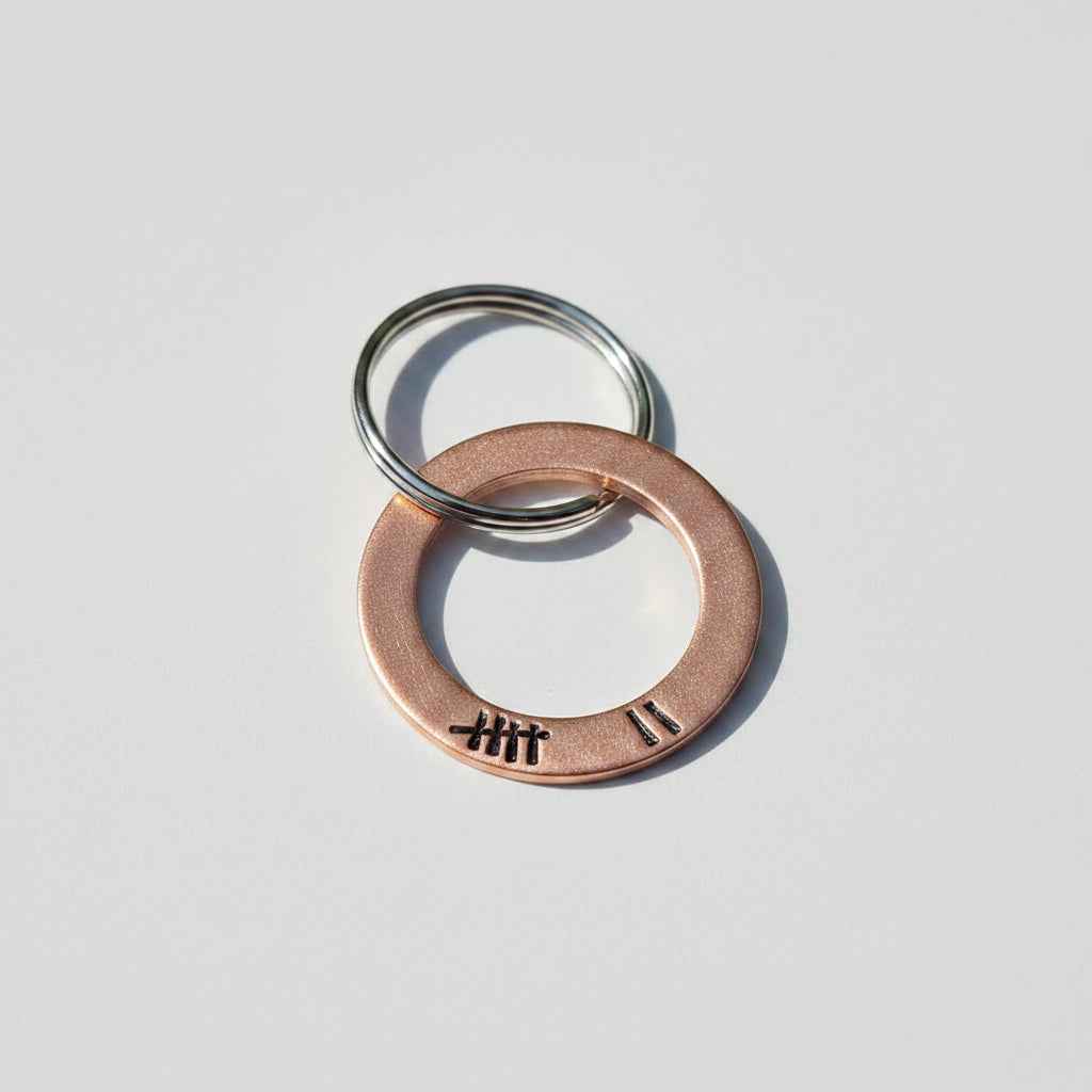 Tally Mark 7 Years 7th Anniversary Copper Personalised Keychain
