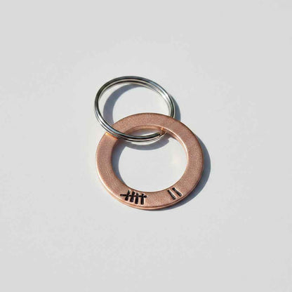 Tally Mark 7 Years 7th Anniversary Copper Personalised Keychain