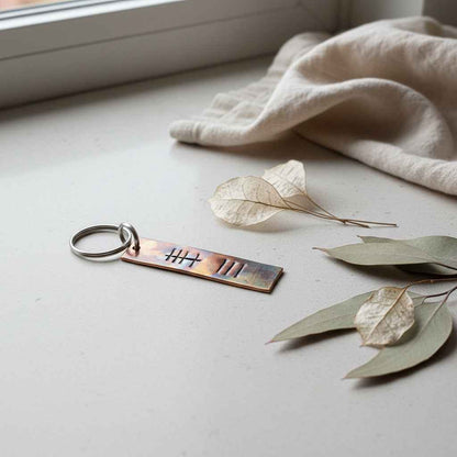 8th Anniversary Keychain 8 Tally Mark Bronze Keyring Gifts